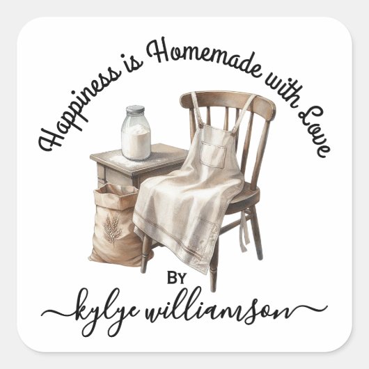 bakkersgeluk is zelfgemaakt vierkante sticker (Voorkant)