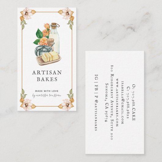 Bakkersmakerij Baker Waterverf Visitekaartje (Voorkant / Achterkant)