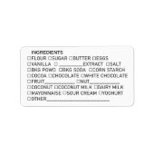 Bakkersmakerslijst van verpakkingssticker etiket (Voorkant)