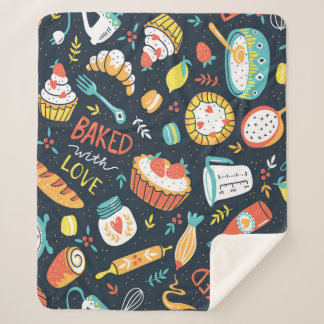 Bakkersretro naadloos patroon met stippen en flora sherpa deken