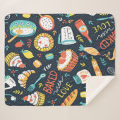 Bakkersretro naadloos patroon met stippen en flora sherpa deken (Voorkant (horizontaal))