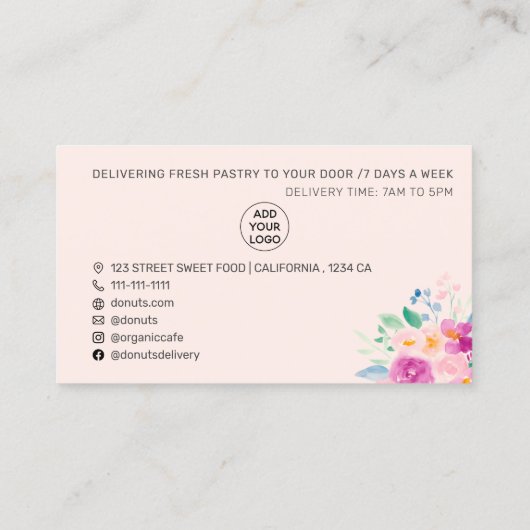 Bakkersrollen voor waterverf- en banketbakkerswerk visitekaartje (Achterkant)