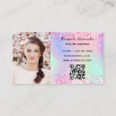 Bakkersroze paarse glitter foto QR-code Visitekaartje (Achterkant)