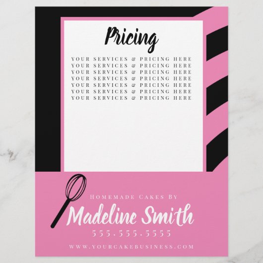 Bakkerstripes Whisk Homemade Cake roze Black Flyer (Voorkant)