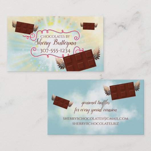 bakkerswaren voor de bedekking van engelenchocolad visitekaartje (Voorkant / Achterkant)