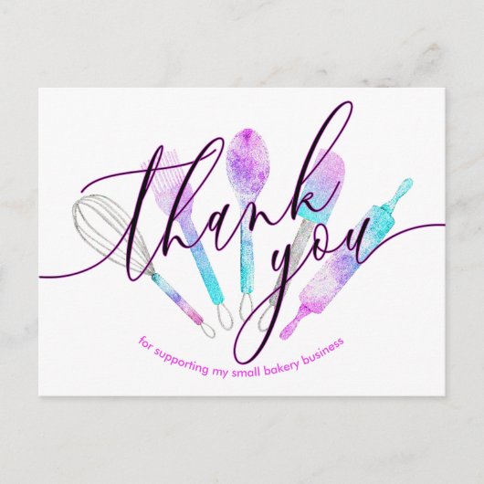 Bakkerswerktuigen voor gebak holografisch bedankt briefkaart (Voorkant)