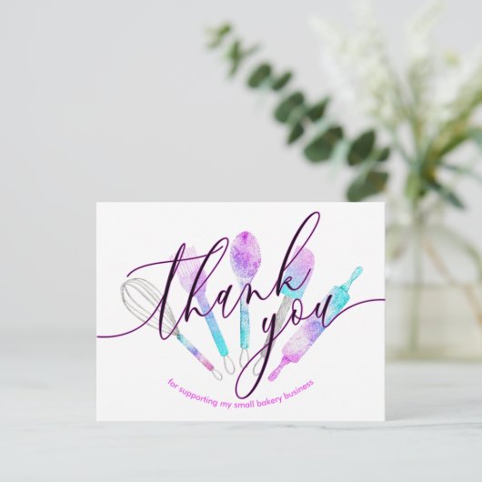 Bakkerswerktuigen voor gebak holografisch bedankt briefkaart (Staand voorkant)