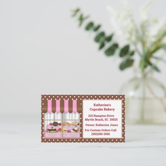 Bakkervenster met desserts-Visitekaartjes Visitekaartje (Staand voorkant)