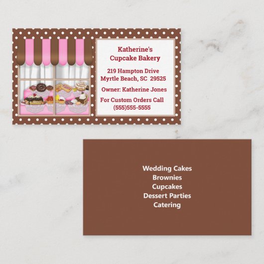 Bakkervenster met desserts-Visitekaartjes Visitekaartje (Voorkant / Achterkant)