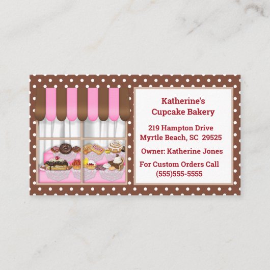 Bakkervenster met desserts-Visitekaartjes Visitekaartje (Voorkant)