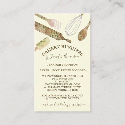 Bakketartikelen Cook Chef vanilla crème Visitekaartje (Achterkant)