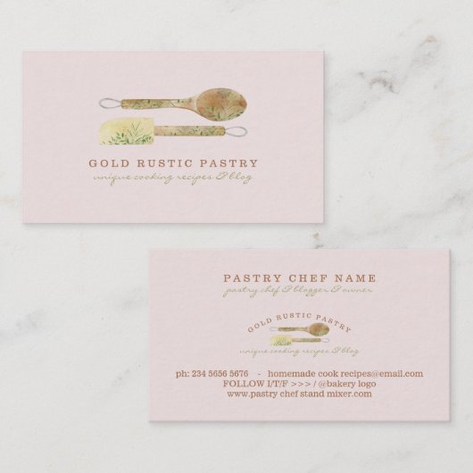 Bakketfloraal Rustige lepel elegante logo Visitekaartje (Voorkant / Achterkant)