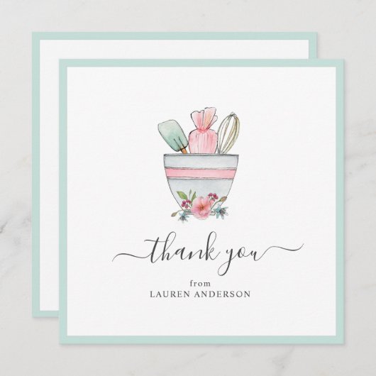 Bakketgereedschap Vrijgezellenfeest vierkant Dank Bedankkaart (Voorkant / Achterkant)