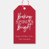 Bakketspirits voor helder rood feestdag cadeaulabel (Voorkant)