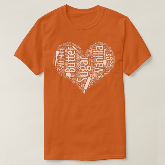 Bakkingrediënten gereedschap Hart T-shirt (Design voorkant)