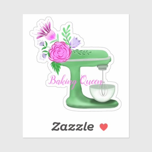 Bakkoningin Met Bloemige Mixer Sticker (Vel)