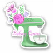 Bakkoningin Met Bloemige Mixer Sticker (Voorkant)