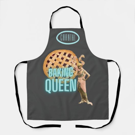  bakkoningin op grijs gepersonaliseerd schort (Voorkant)
