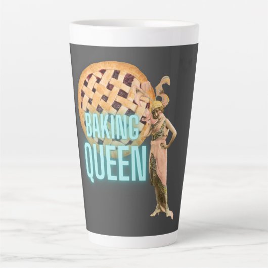 bakkoningin op grijs latte mok (Voorkant)