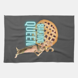  bakkoningin op grijs theedoek