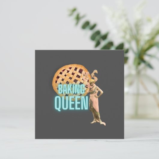  bakkoningin op grijze platte Wenskaart (Staand voorkant)