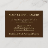 Baklava Dessert Pastry Greek Food Bakery Diner Visitekaartje (Achterkant)