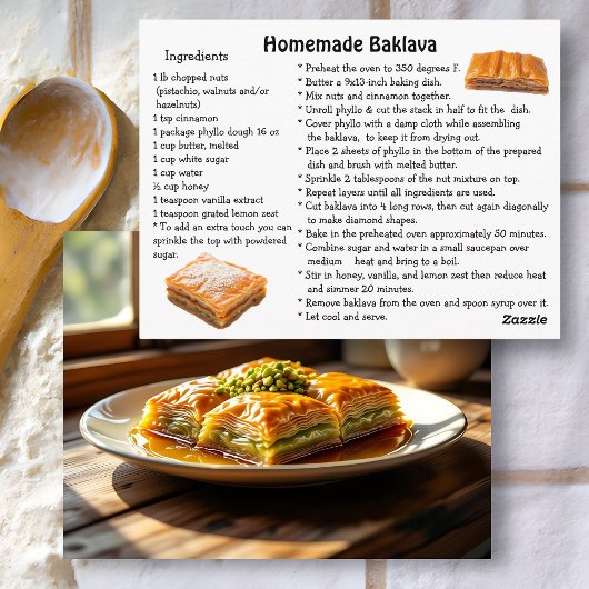 Baklava-receptkaart Briefkaart