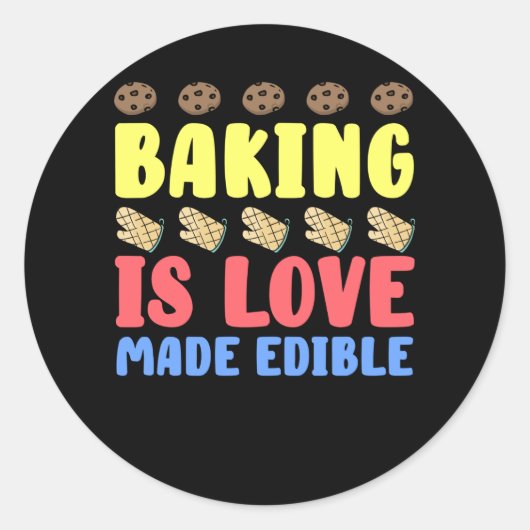 Bakliefde gemaakt eetbare bakken bakkerij taarten ronde sticker (Voorkant)