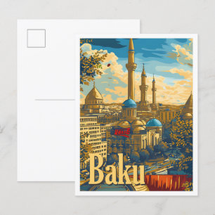 Bakoe Azerbeidzjan  Kunst Reizen Illustratie Briefkaart
