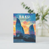 Bakoe Azerbeidzjan Travel Art Vintage Briefkaart (Staand voorkant)