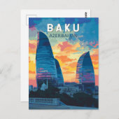 Bakoe Azerbeidzjan Travel Art Vintage Briefkaart (Voorkant / Achterkant)