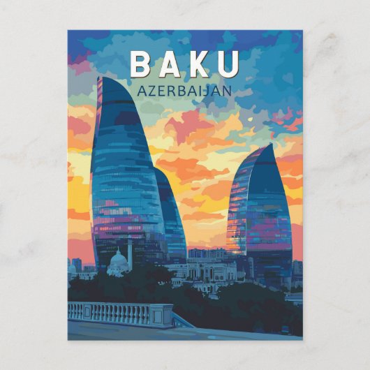 Bakoe Azerbeidzjan Travel Art Vintage Briefkaart (Voorkant)