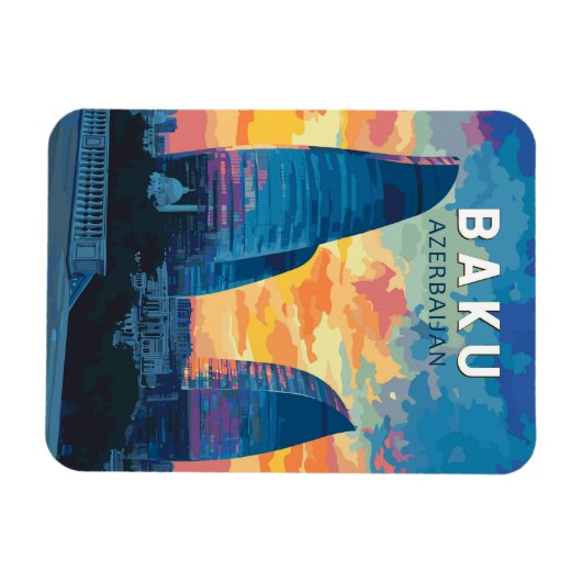 Bakoe Azerbeidzjan Travel Art Vintage Magneet (Horizontaal)