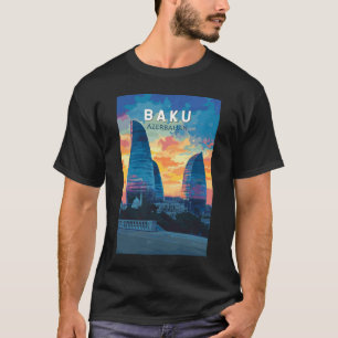 Bakoe Azerbeidzjan Travel Art Vintage T-shirt