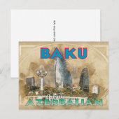 Bakoe, de hoofdstad van Azerbeidzjan van de "Bezoe Briefkaart (Voorkant / Achterkant)