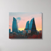 Bakoe skyline en vlam torens canvas afdruk (Voorkant)
