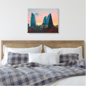 Bakoe skyline en vlam torens canvas afdruk (Insitu (Slaapkamer))