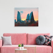 Bakoe skyline en vlam torens canvas afdruk (Insitu (Woonkamer))
