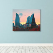 Bakoe skyline en vlam torens canvas afdruk (Insitu (Houten vloer))