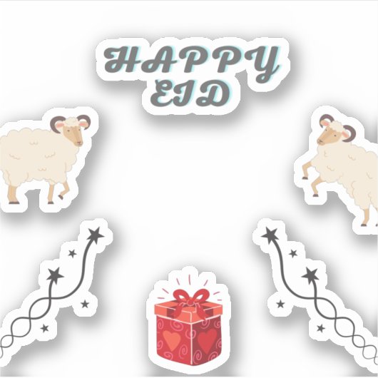 bakra eid-eid mubarak-Happy Eid Sticker (Voorkant)