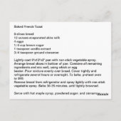 Baks French Toast Recipe Briefkaart (Achterkant)