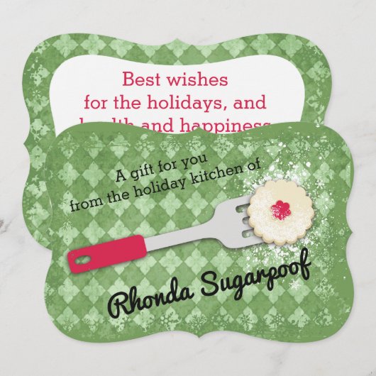 Baksel van de het koekjes het spatel gepoederde feestdagenkaart (Voorkant / Achterkant)