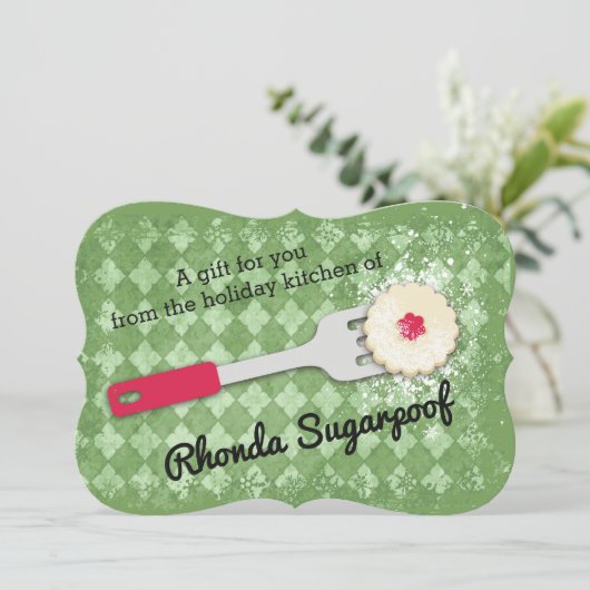 Baksel van de het koekjes het spatel gepoederde feestdagenkaart (Staand voorkant)