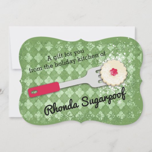 Baksel van de het koekjes het spatel gepoederde feestdagenkaart (Voorkant)