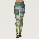 Baksteen Abstract Zomer Groen Leggings (Achterkant)