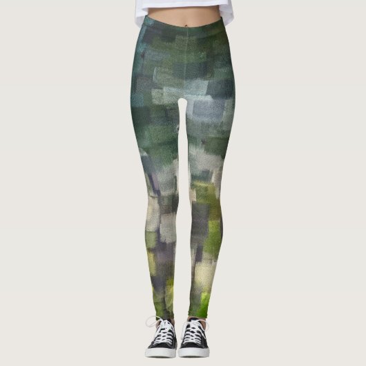 Baksteen Abstract Zomer Groen Leggings (Voorkant)