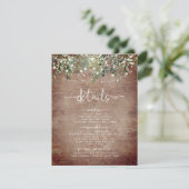 Baksteen Botanische Trouwfeest Groene Verlichting  Informatiekaartje (Staand voorkant)