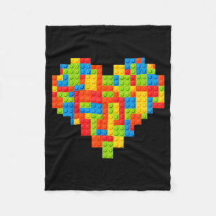 Baksteen Bouwer Hart Valentijnsdag Blok Bouwen Tor Fleece Deken