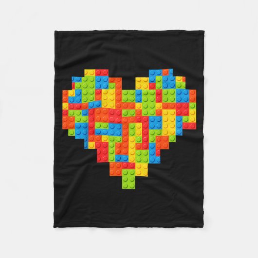 Baksteen Bouwer Hart Valentijnsdag Blok Bouwen Tor Fleece Deken (Voorkant)