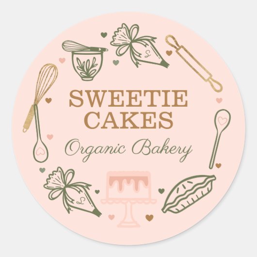 Baksteen en kookgerei ronde sticker (Voorkant)